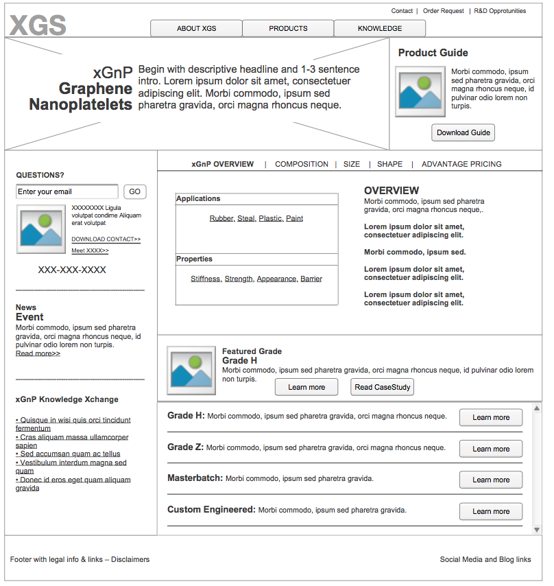 image of wireframes for XGS product request